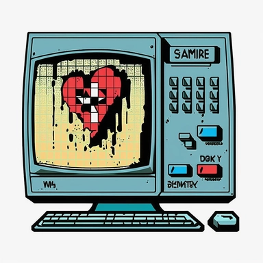 y2k simple computer screen with error messages clipart