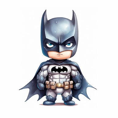 watercolor clipart, cartoon, batman