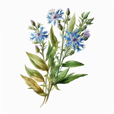 About Watercolor Bachelor's Button Floral Clipart, Isolated on White BackgroundJasmine