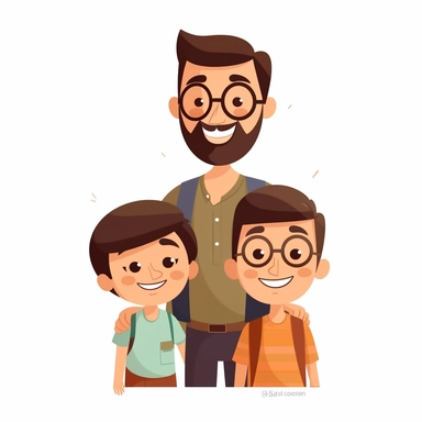 ather Clipart, white background, Vector Illustrayion Asian Dad Clipart, Pops Clipart, Father's Day Clipart, Father and female Child Clipart, Father and male Child, Asian Super Dad,