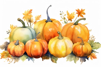 Watercolor Pumpkin Bouquets Clipart - autumn watercolor,clear image , high resolution ,WHITE BACKGROUNDS,