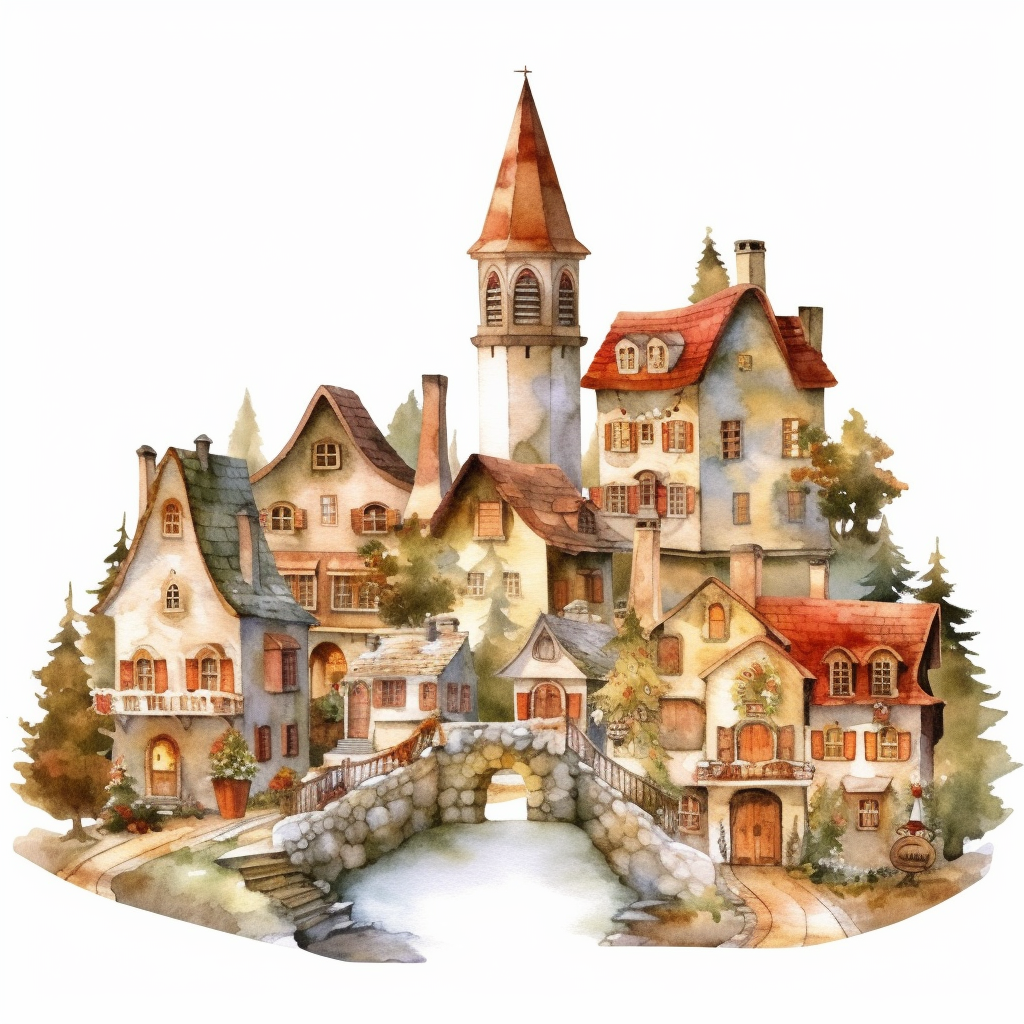 christmas village cliparts