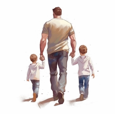 <https://s.mj.run/UAYJRoBCAQg> Cute Beautiful daddy and his kids, little kids, Back view Sublimation Clipart,Cartoon,hyper realistic, intricate detail, illustration style,high solution , on the white background