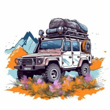 Offroad SVG, Camping Decal Travel Wild Compass Flowers Mountains, Adventure Car 4x4 Vehicle Wrangler Truck clipart, hd, white background