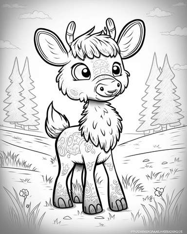 cute moose in pasture for children’s coloring book, cartoon style, thick lines, no shading assasinmonkey, duplicate faces, blurry, drawing, cartoon, illustration, painting, concept art, cgi, unreal, anime, black&white, b&w, picture frame, deformed, bad anatomy, disfigured, poorly drawn face, mutation, mutated, extra limb, poorly drawn hands, done by bad-artist, ugly, dazed, 3D render, 3D game, 3D game scene, 3D character, mosaic, painting, digital art, anime, doll, toy, photoshop, video game, su