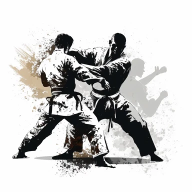Two brazilian jiu jitsu fighting, clipart, white background