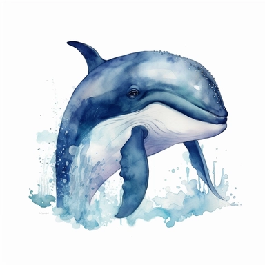 watercolor cute whale clipart, blue whale clipart , original hand drawing, style of the artwork, mood of the artwork, white background, 8K quality, ultra detailed , clipart, white background, High Quality, ultra detailed