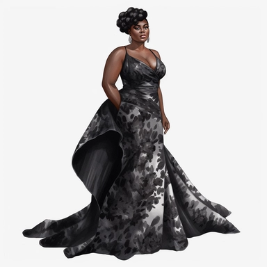 one same girl, fat Luxury Fashion girl with in a black gown, Black woman png, full body, Fashion clipart girl, Boss lady clipart, full body, stylish, beautiful black woman, girl boss, clip art,highly detailed, clip art, watercolor art, high definition, white background, transparent background, art