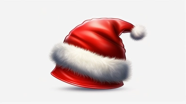 Santa Christmas Hat Clipart Vector isolated on white background realistic photography, Higher coherence, Improved sharpness, accuracy, perfect look, perfect lighting, center of frame, ultra HD, 8k, Full body, OC renderer, sweet,sweet, dynamic background,(no unwanted borders or text artifacts)