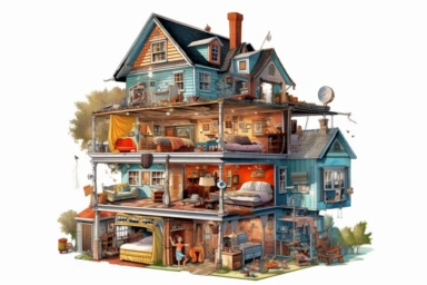 open+house , highly detailed, isolated on white, clipart,