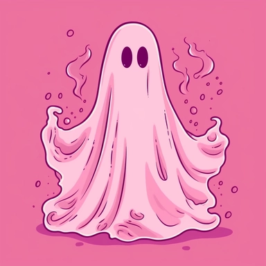 halloween spooky ghost cute pink clipart, in the style of tim burton, background is only white