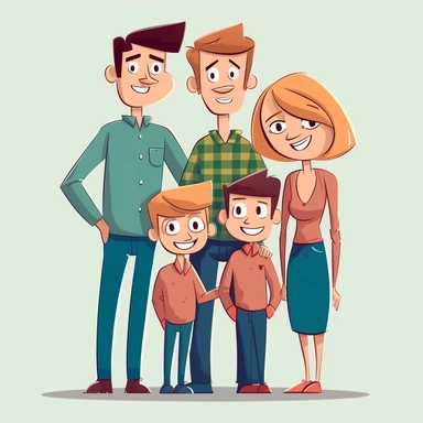 family clipart, cartoon style, no background