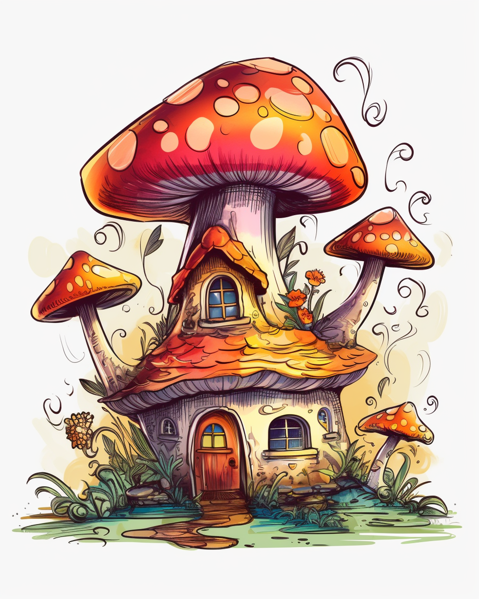 mushroom home cliparts