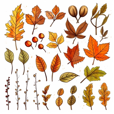 autumn clip art, clear lines