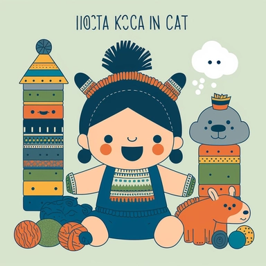 collage toys for kids inspired by inca and maya art innocent illustration design only for kids vector flat clipart 2d funny for nursery decor lineart solid colors white background only