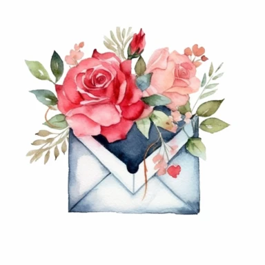 love letter watercolor clipart