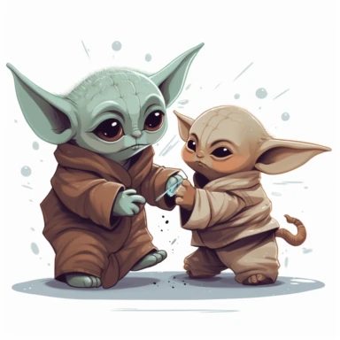 baby yoda fight clipart