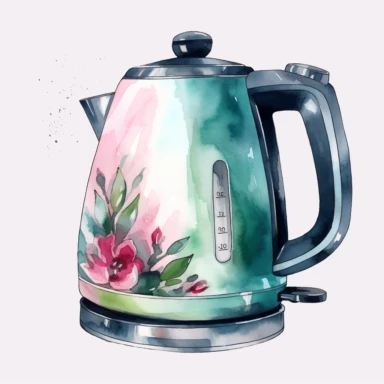 smeg electric kettle, watercolor, clipart