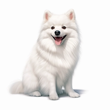 American Eskimo Dog, clipart, sitting, cute, no background, high resolution
