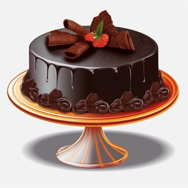 Generate a clipart image of a chocolate blackout cake. Showcase a rich chocolate cake filled and frosted with dark chocolate ganache, creating a delectable and indulgent treat.