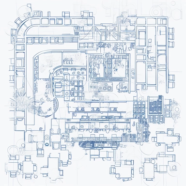 line art clipart, blueprint of restaurant