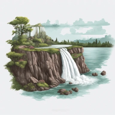 Niagara Falls landscape , 8K quality, ultra detailed clipart, without signature and without meaningless lines, clipart, white background, High Quality clipart, no writting background, no writting