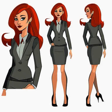 beautiful red head business woman full body clipart