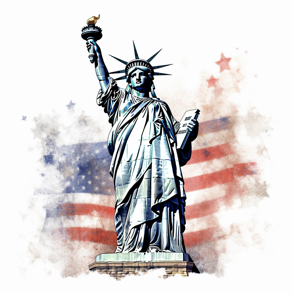 American flag, American, Statue of Liberty, Clipart watercolor ...