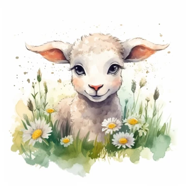 cute lamb grazing in the meadow clipart, original hand drawing, watercolor, understated and flawless for t shirt and cup printing, happy cute smily, transparent background, realistic painting, portrait without writing , style of the artwork, mood of the artwork, vector, contour , white background, 8K quality, ultra detailed , without signature and without meaningless lines, clipart, white background, High Quality, no writting background, no writting, ultra detailed, no symbol, without logo and e