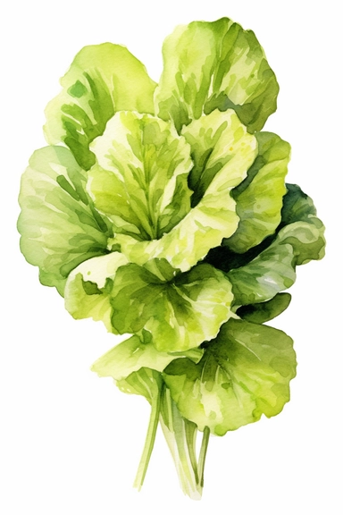 lettuce watercolor clipart cute isolated on white background