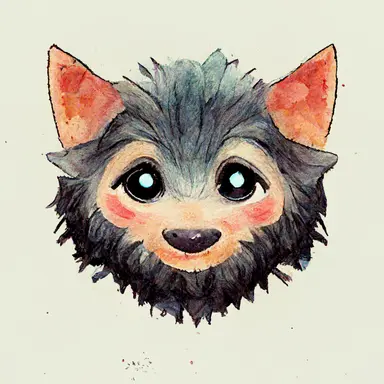 cartoon cute werewolf, watercolor, art, clipart
