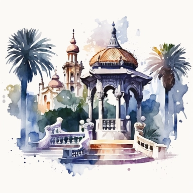 watercolor clipart barcelona park guell