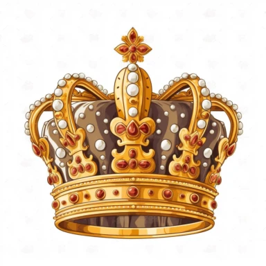 Gold King Crown Vector Sublimation Clipart ,Cartoon,hyper realistic, intricate detail, illustration style,high solution,on the white background