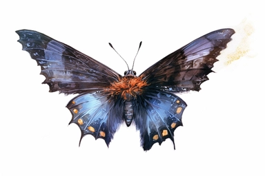 Watercolor, Generate an image of a Common Sootywing butterfly in mid-flight, capturing its swift and agile movements, clipart, hd, on a white background, spaced out