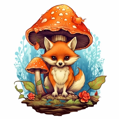 Mushroom Clipart with wolf