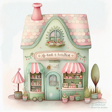 A watercolor painting of cute christmas workshop house, christmas elf workshop, christmas toy workshop, cute detailed digital art, inspired by nicoletta ceccoli, by Kubisi art, whimsical and cute, by nicoletta ceccoli, cute detailed artwork, glimmering, adorable and whimsical, whimsical art, Clipart style, png style, svg style, blank white background, a solid white background