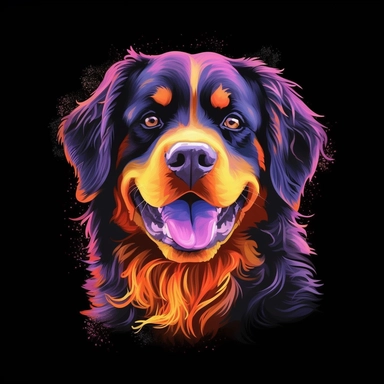 bernese mountain dog, light painting, ultra detailed, clipart design graphic, vector, contour, 32k,