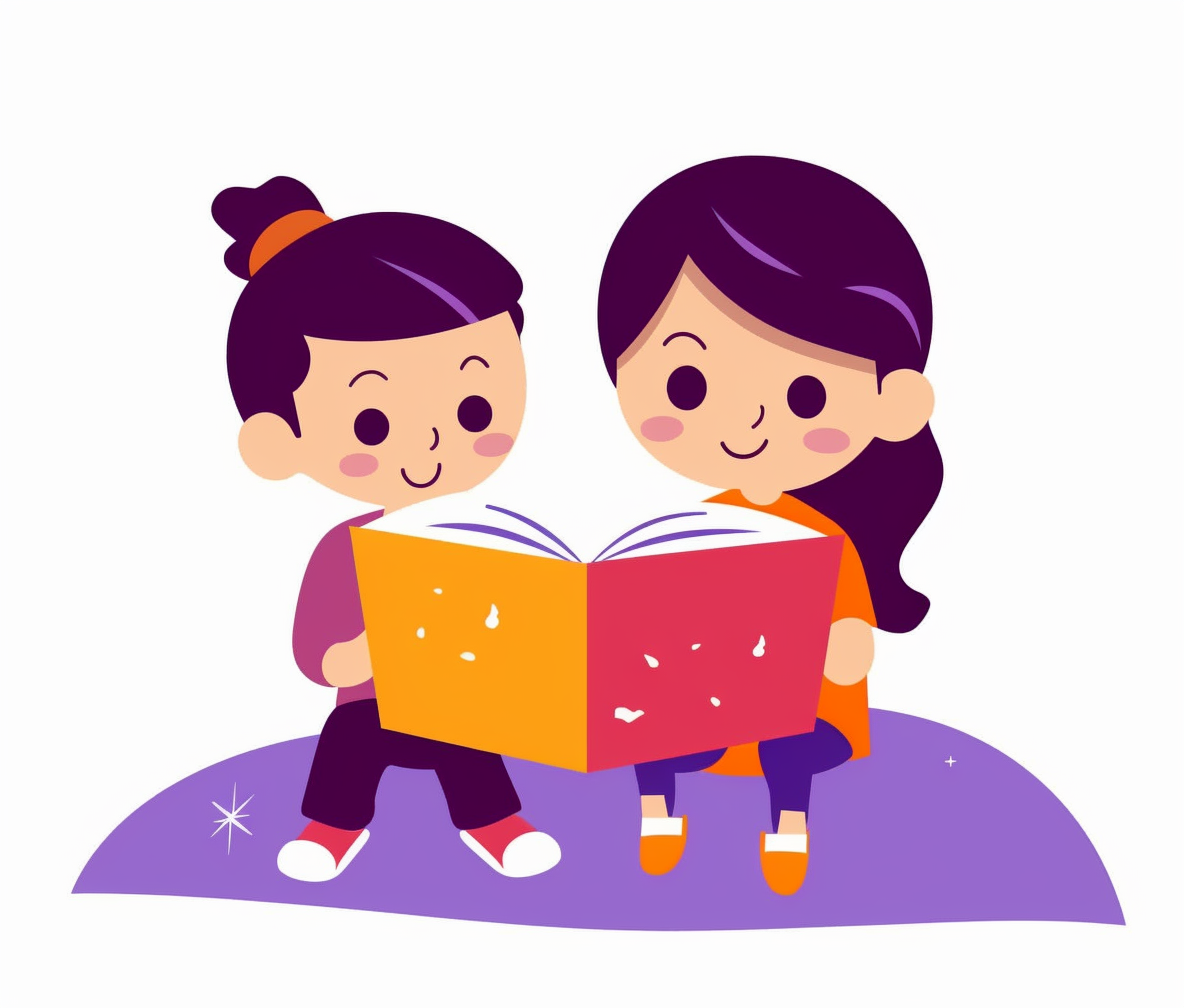 kids reading clipart
