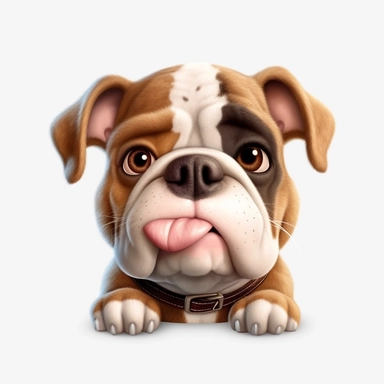 Bulldog puppy, Closeup Portrait, Clipart, Digital art, kawaii, disney style, Pixar, hyperdetailed, 1080p, Ultra-HD no background