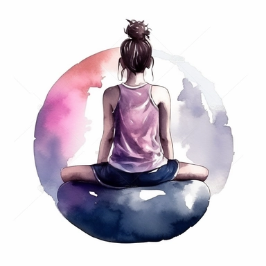 watercolor,clipart,gym girl,single design,sport top,sport pants, sitting on a yoga ball,back to the camera