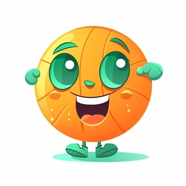 fantasy happy cute basketball player face, cartoon, clipart, mascot, isolated on white background