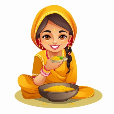 indian cliparts for cute punjabi girl eating food