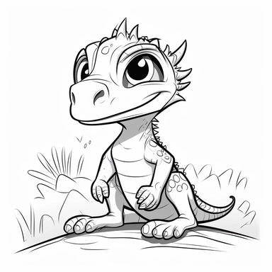prehistoric lizard coloring pages | prehistoric lizard coloring pages free | baby lizard printable coloring clipart, in the style black and white, simplistic cartoon, light white and gray, uhd image, whimsical comic strip, dotted, minimalist background