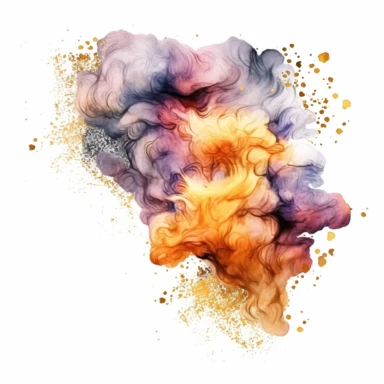 smoke, dust, glitter watercolor clipart, white background