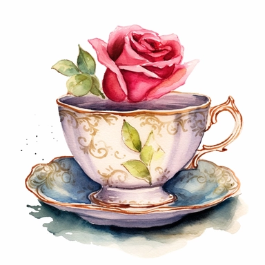 watercolor beauty and the beast chip teacup clipart