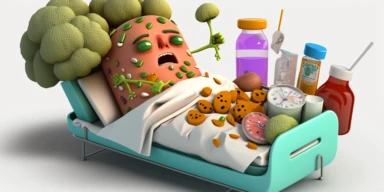 3D Cartoon clipart mascot in form of broccoli in hospital bed with many tubes and receiving artificial nutrition by tube,transparent background, 128K super mega pixel, insane detail, hyper-detailed, with huge details,UHD, 8K