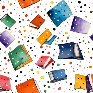 graphic illustration, watercolor book clip art graphic illustration arranged in parallel, in the style of cartoon, on confetti white background, repeat pattern, diagonal composition, minimal