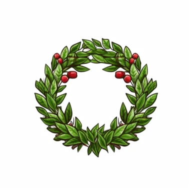 clipart flat art of green wreath laurel in communist style, white background