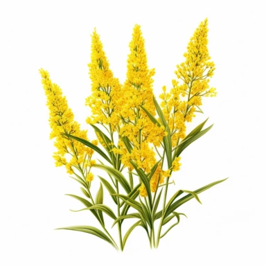 high def photograph clipart vector image with plain white background of a hyper realistic high definition photograph of a bunch of goldenrod growing. extremely detailed. 35mm lens. 8k. Ultra HD.