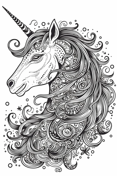 cute unicorn playing depicted in the style of clipart, white background, vector lines, in the style of a coloring book, thick, clear,lines, black and white,